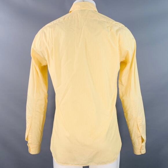 STEVEN ALAN S Yellow White Stripe Cotton Button Down Collar Long Sleeve Shirt - Picture 4 of 7